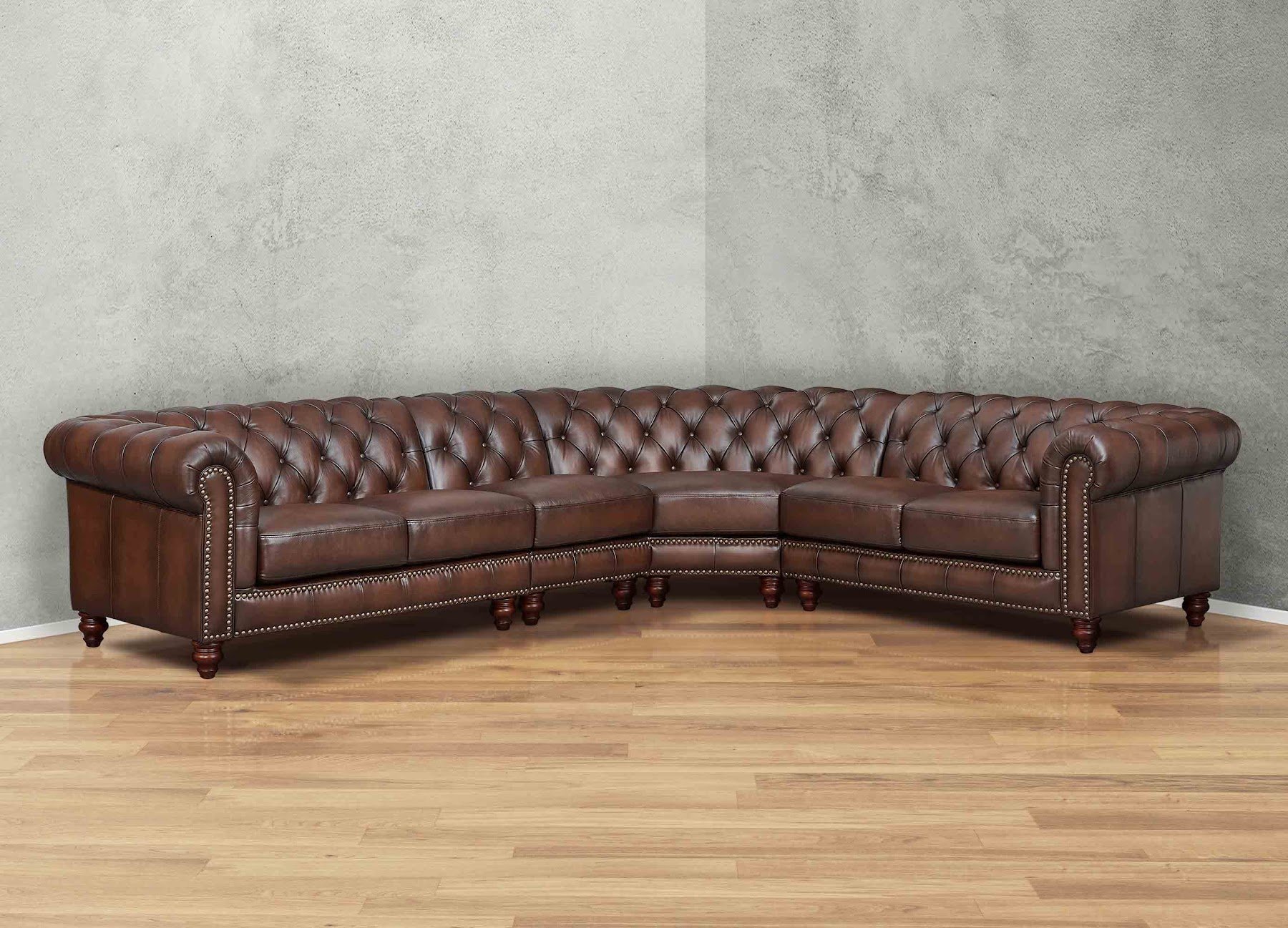 Hydeline Alton Bay leather sectional in caramel