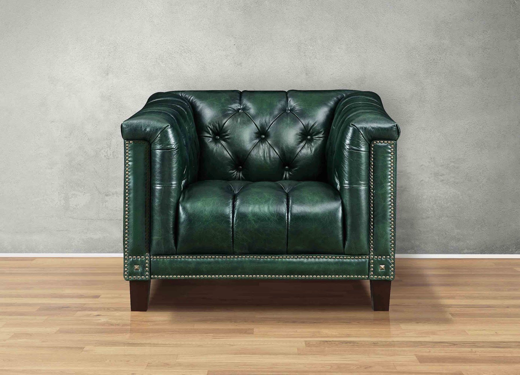 Hydeline Picadilly tufted leather chair in emerald green